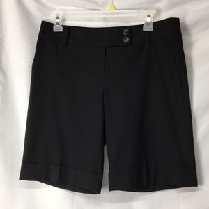 LOFT Black Tailored Bermuda Shorts with Cuffed Hem